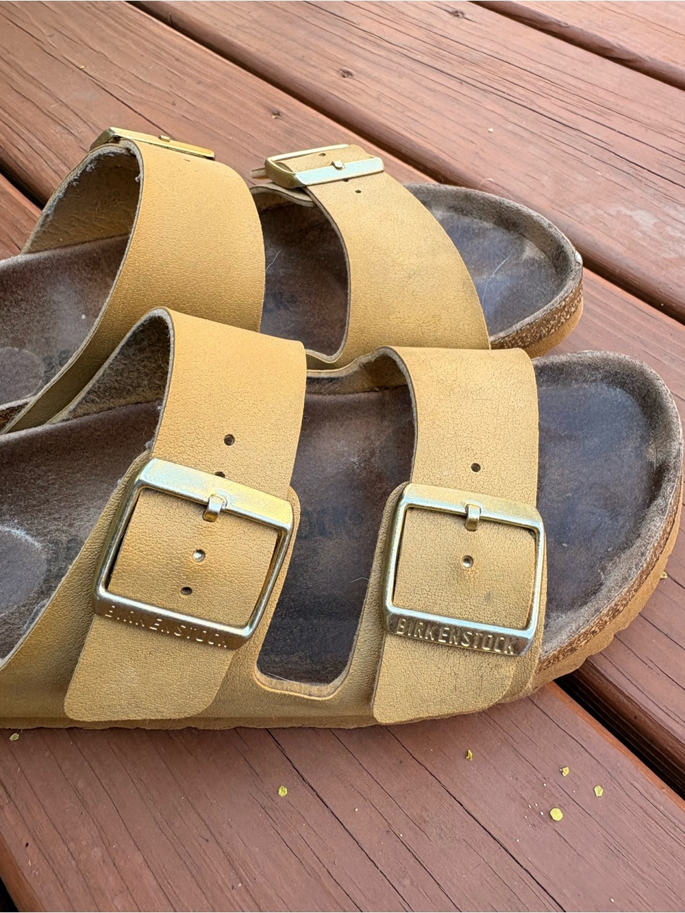 Birkenstock Double Strap Slide Sandals in Tan - Picture 3 of 16
